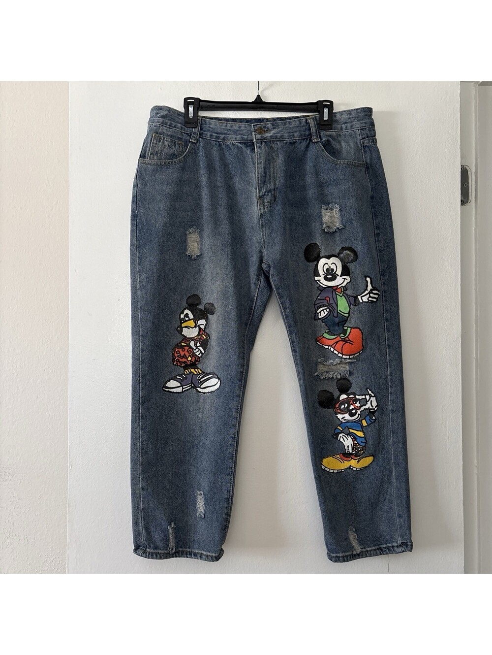 Hot Topic Disney Mom Jeans Mickey Mouse High Waisted Distressed Womens Plus 5XL